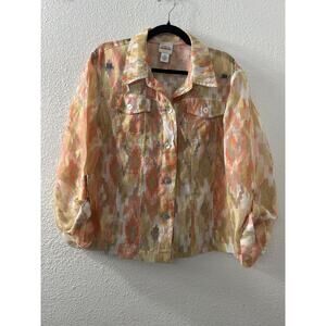 Rudy Rd Womens Stretch Jacket Multicolor Plus Size 18 Beautiful Collar Decorated